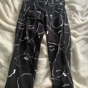 Princess Polly Pants with Abstract Faces —Worn twice